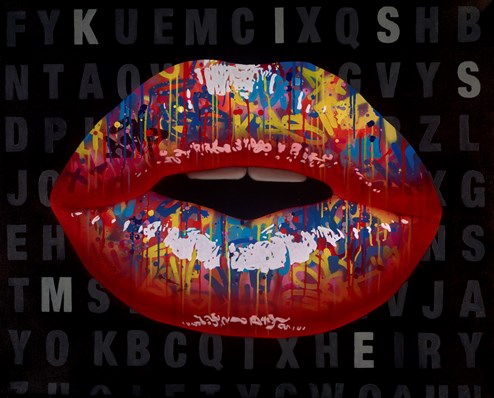 Kiss Me by Rerun - Original Painting on Box Canvas